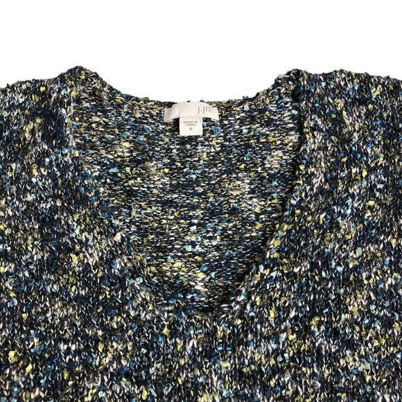J Jill Sweater Womens Medium Blue Green V Neck Boucle Knit Pullover Sweatshirt - Picture 6 of 15